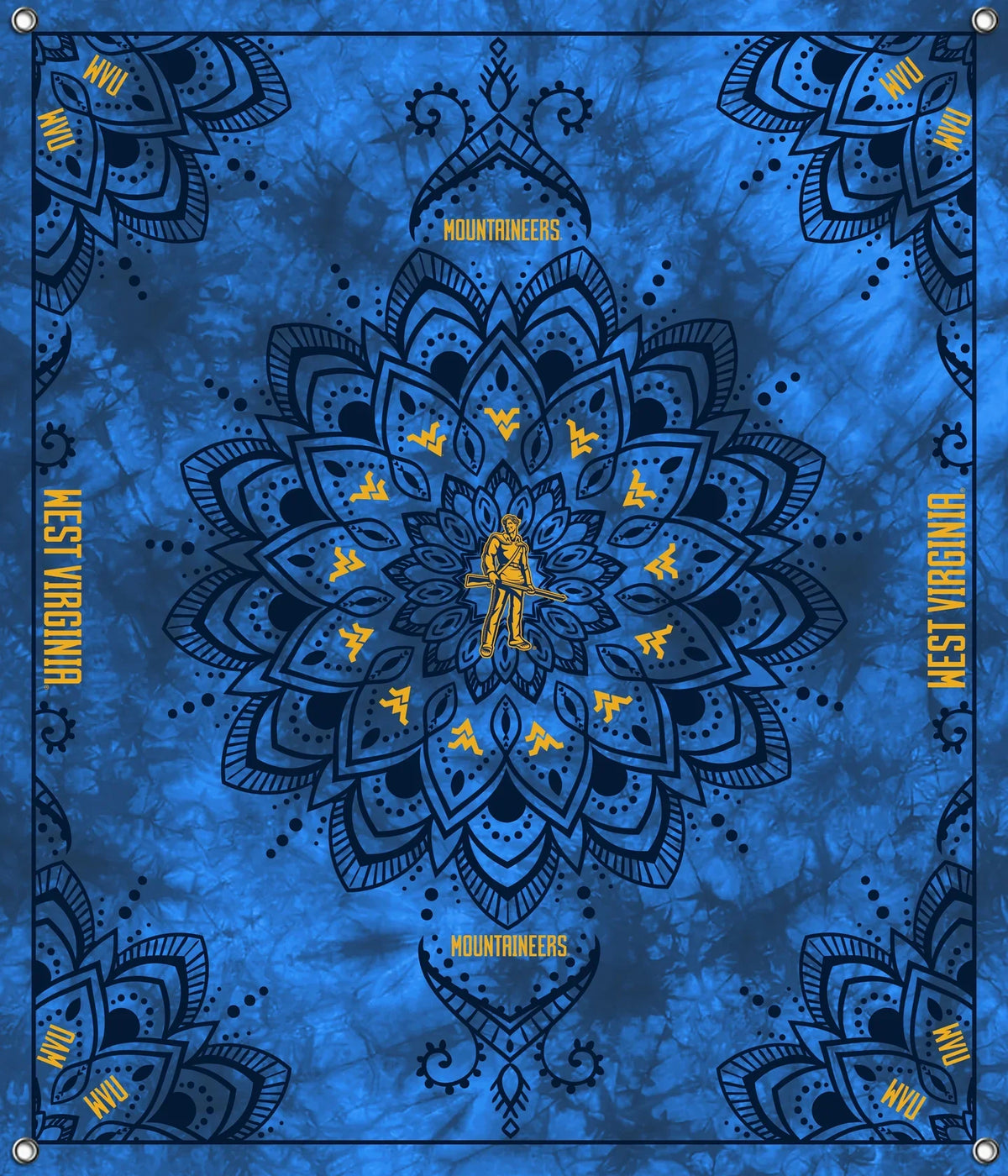 West Virginia Mountaineers NCAA College Tapestry Spirit Banner 58x47 inches Sykel Enterprises 4 Grommets Polyester Fabric WV-5001
