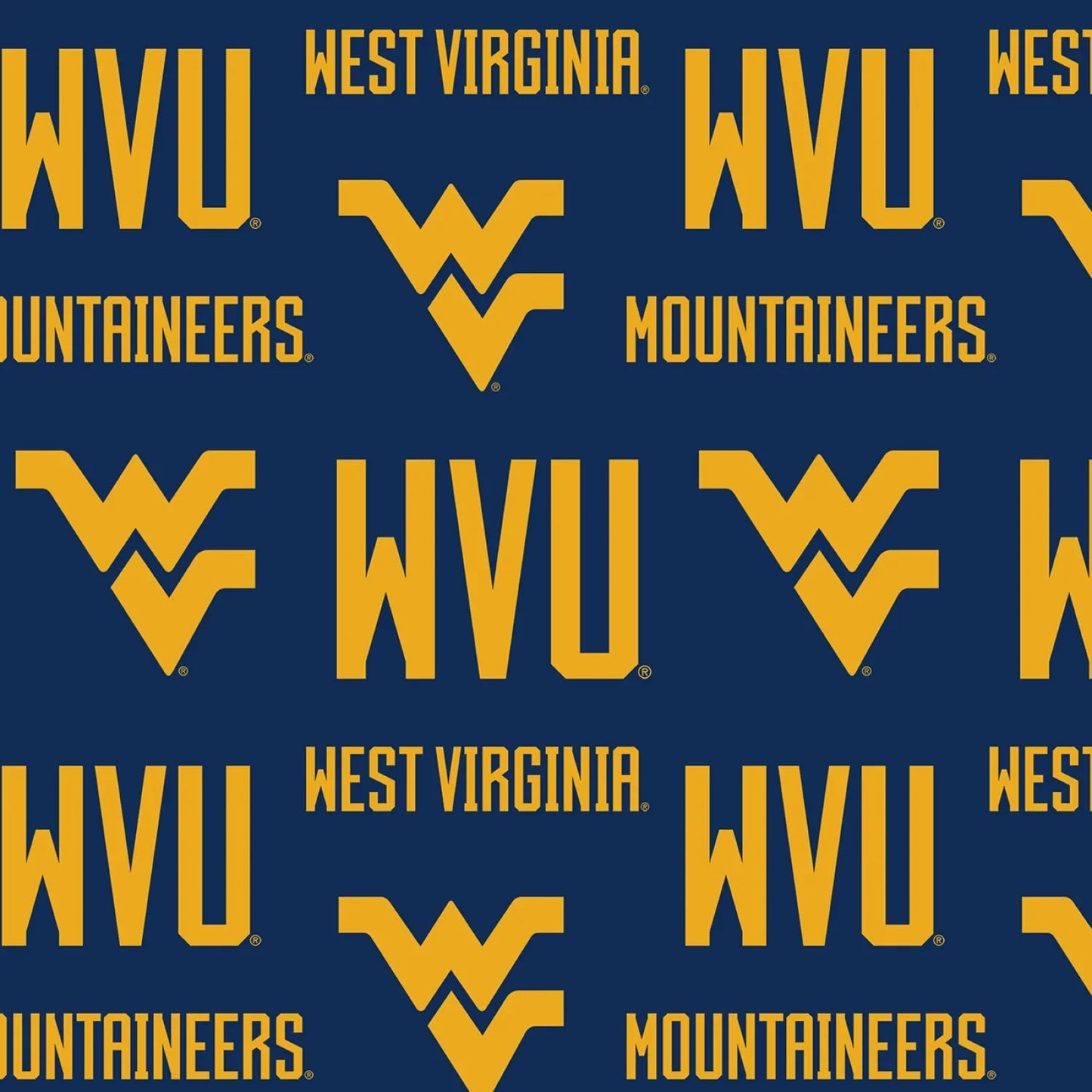 West Virginia Mountaineers NCAA College Letters Sykel Enterprises Cotton Fabric WV-1372