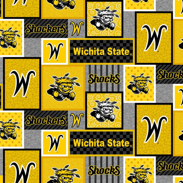 Wichita State Shockers NCAA College Patch Sykel Enterprises Polyester Fleece Fabric WSU-1177