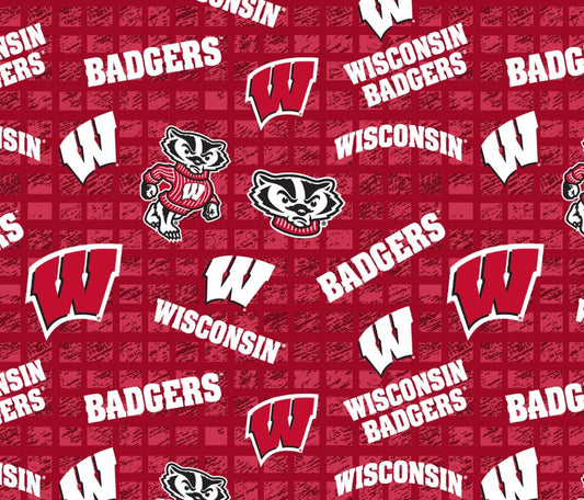 Wisconsin Badgers NCAA College 108" Wide back Allover Sykel Enterprises Cotton Fabric WIS-1395