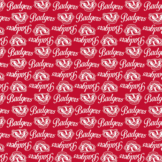 Wisconsin Badgers NCAA College Mini Packed Logo Sykel Enterprises Cotton Fabric WIS-1390