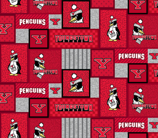 Youngstown State Penguins NCAA College Patch Sykel Enterprises Polyester Fleece Fabric YNG-1177