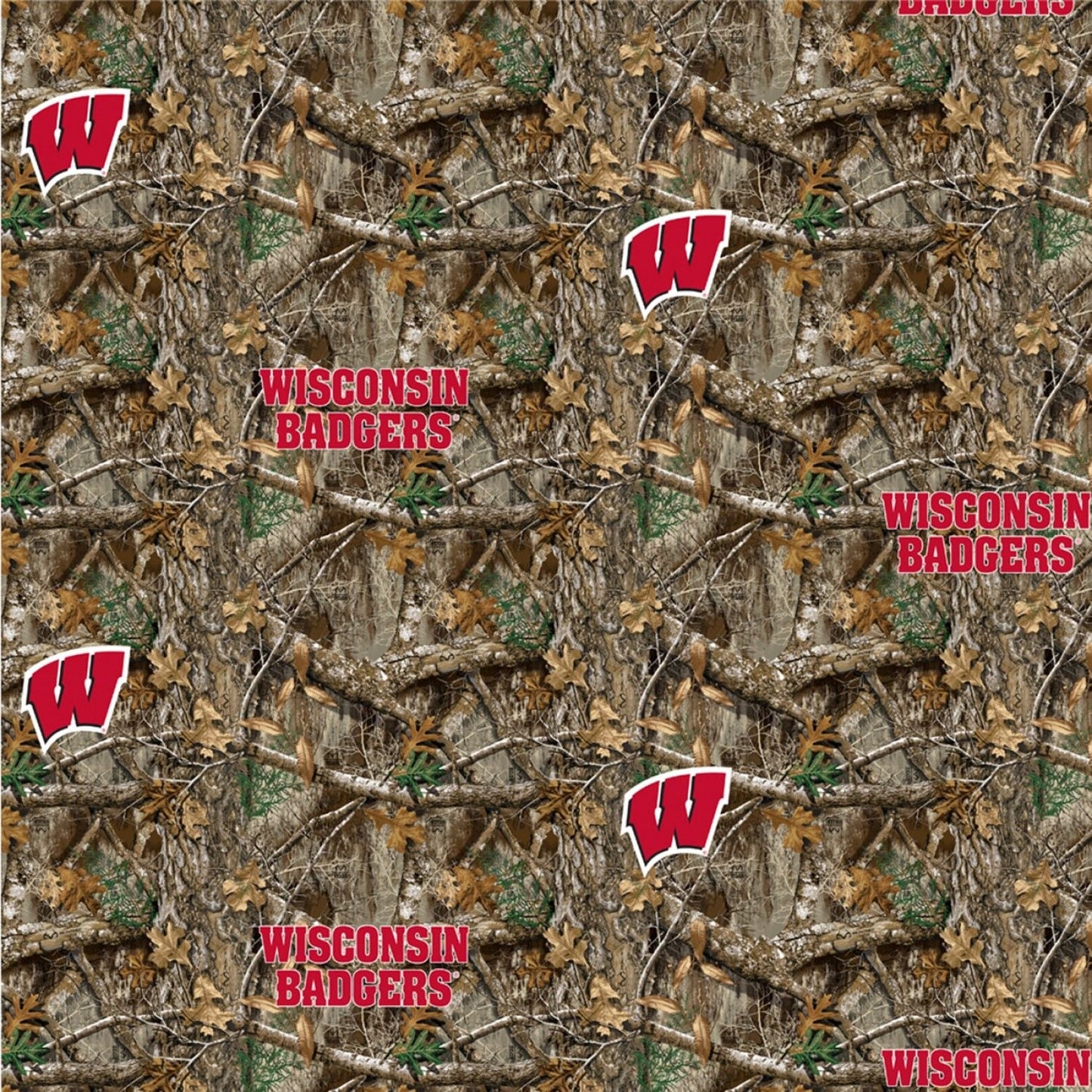Wisconsin Badgers NCAA College Realtree Camo Cotton Fabric WIS-1163